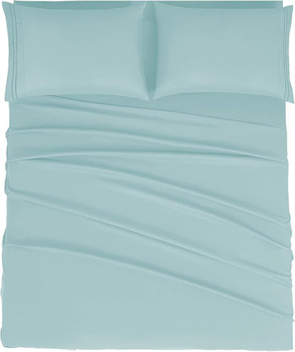 Mejoroom King Size Sheet Set - Soft Microfiber Bed Sheets,Deep Pocket Fitted Sheet, Soft, Breathable, Wrinkle & Fade Resistant - 4 Piece (King, Grayish Green)