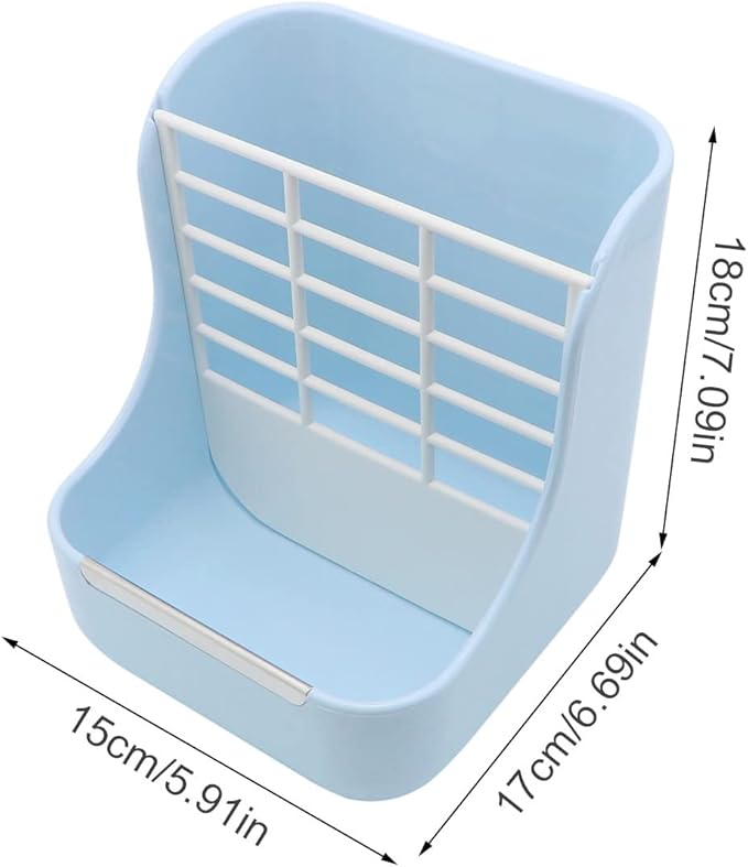 Litewoo Rabbit Hay Feeder Guinea Pig Feeder, 2 in 1 Automatic Small Animal Food Bowl Feeding Cage Accessories (Blue)-Mewly Pet