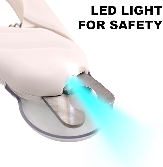 Cat Nail Clipper & Small Dog Nail Clippers with LED Light - Illuminates Nails & Bloodline for Safe, Easy Trimming - Extra Sharp, Avoid Over-Cutting - Essential Cat Supplies, White-Mewly Pet