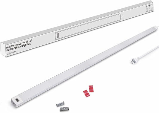 MYPLUS 36 Inch Under Cabinet Lights with Hand Wave, Under Counter Lighting 4000K Natural White,Dimmable,Plug and Play,LED Lights for Kitchen Cabinet, Cupboard, Closet, Desk