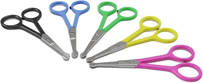 Tiny Trim 4.5" Ball-Tipped Scissor for Dog, Cat and all Pet Grooming - Ear, Nose, Face & Paw - Scaredy Cut's small Safety Scissor Yellow-Mewly Pet