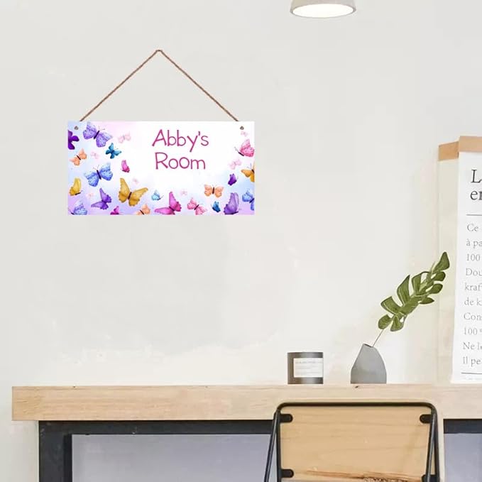 Personalized Name Butterfly For Girls Room Baby Nursery Door Wood Plaque Hanging Wall Art Decor For Kids Bedroom Nursery