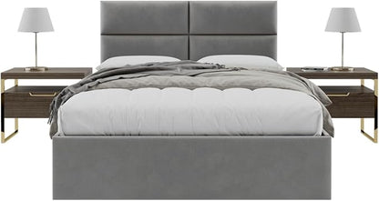 Vänt Upholstered Wall Panels - Queen/Full Size Wall Mounted Velvet Headboards - Velvet Smoke Grey - Set of 4 Panels (Each Individual Panel 30"x11.5")