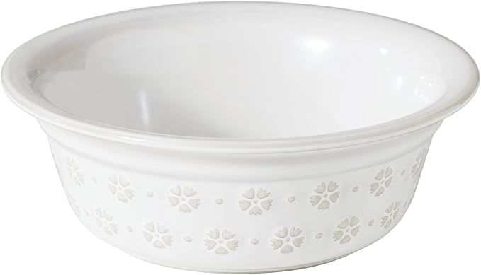 Ceramic 8.7inch Dog Bowl for Large Dog, Basic Food and Water Bowl for Replacement, Wide Opening Rounded Edge(Single Bowls, Reactived Glaze -White)-Mewly Pet