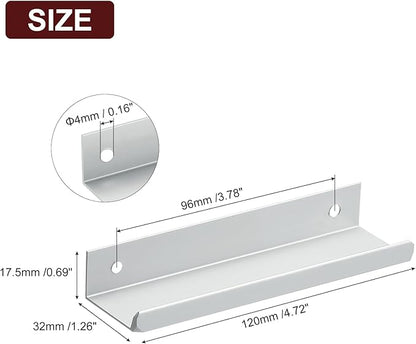 uxcell Cabinet Finger Edge Pull, 3pcs 120mm / 4.72" Aluminum Alloy Back Mount Hidden Cabinet Pulls Concealed Handle for Home Kitchen Drawer Cabinet, Silver