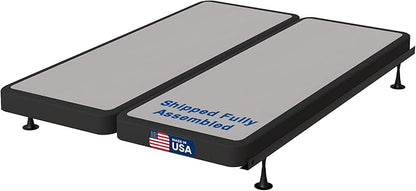 Treaton, 4-Inch Sturdy Wood Box Spring for Mattress Support - Durable and Fully Assembled, Natural Wood Foundation for Full, Gray