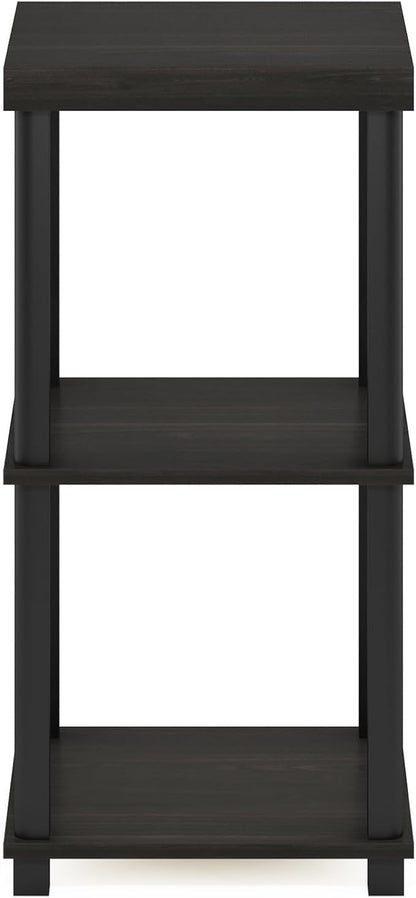 Furinno Turn-N-Tube Side Table, 3-Tier Thick Tabletop End Table with Open Shelf, Toolless Assembly Night Stand, Bedside Table, for Living Room, Bedroom, Espresso