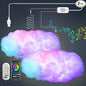 2PCS 3D Big Cloud lightning Light Kit Music Sync Warm Multicolor lightning Changing Strip Lights 360 Degree Wireless Remote APP NO DIY Coolest Decorations for Adults and Kids Indoor Home Bedroom