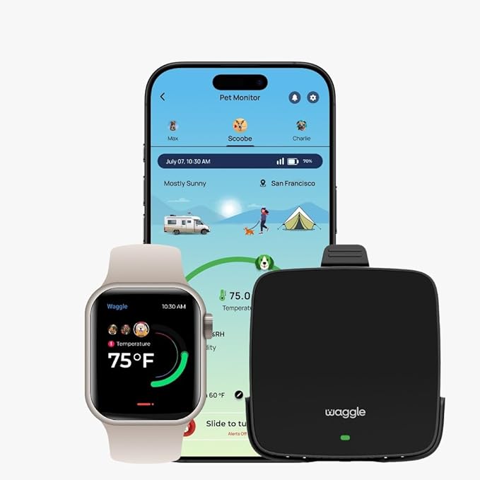 Waggle RV Pet Temperature Monitor + 4G Security Camera with Solar Powered Panel - Supports Multi-Carrier Network-Mewly Pet