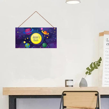 Personalized Sign Outer Space Room Décor Kids Room Decor, Sun Earth Theme Little Man Cave Wall Art Decor for Nursery, Solar System Nursery Door Decor for Toddler Baby Boys Room