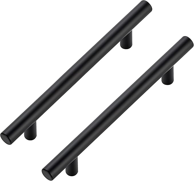 JOY DECOR 45 Pack Cabinet Handles, Black Cabinet Pulls, 5 in Hole Center Kitchen Hardware, Stainless Steel T Bar Handles for Dresser Drawers