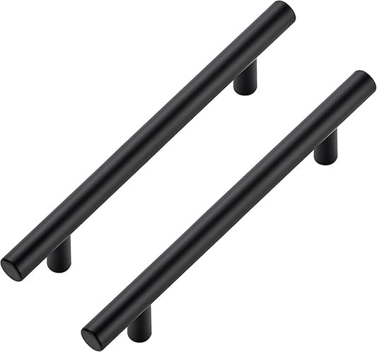 JOY DECOR 45 Pack Cabinet Handles, Black Cabinet Pulls, 5 in Hole Center Kitchen Hardware, Stainless Steel T Bar Handles for Dresser Drawers