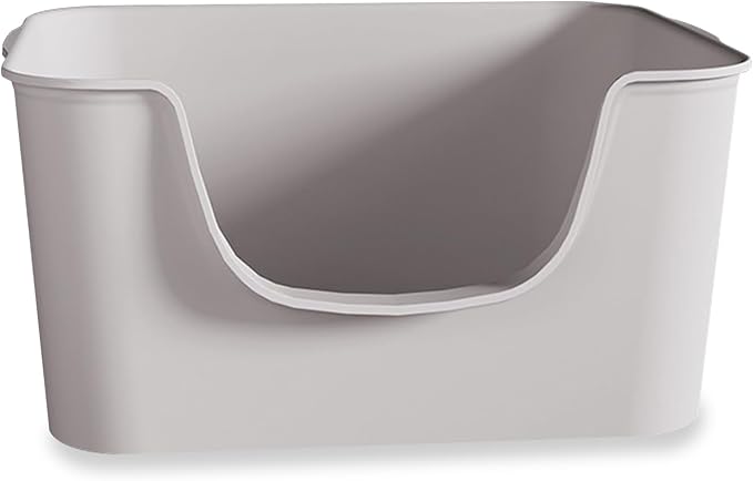 Small Cat Litter Box with High Sides,Cat Boxes for Indoor Cats,Cat Litter Pan for Kitty,Litter Box with Low Entry,Easy to Clean,Anti-Splashing (Grey)-Mewly Pet