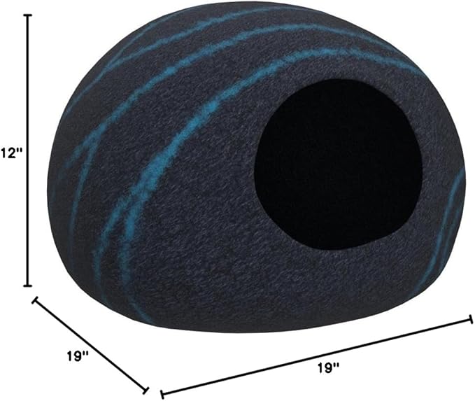 MEOWFIA Cat Cave – Premium Felt Cat Bed for Indoor Cats, Handmade 100% Merino Wool (Large, Black Aqua)-Mewly Pet