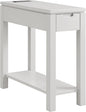 Leick Home Cade Wood Side Table with Drawer, AC & USB Outlet, Floating Top Design, Solid Wood, Storage Shelf, Compact for Small Spaces, 24 in D x 10 in W x 24 in H, Gray, 9080-GR