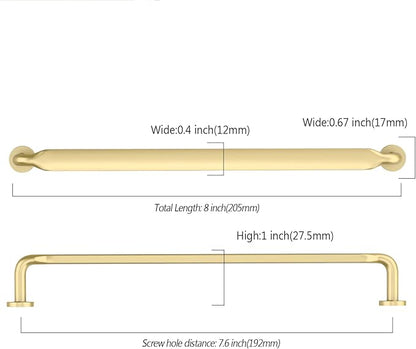Asidrama 10 Pack 7.5 Inch(192mm) Brushed Gold Kitchen Cabinet Handles, Cabinet Pulls Kitchen Cabinet Hardware for Cupboard Drawer Pulls