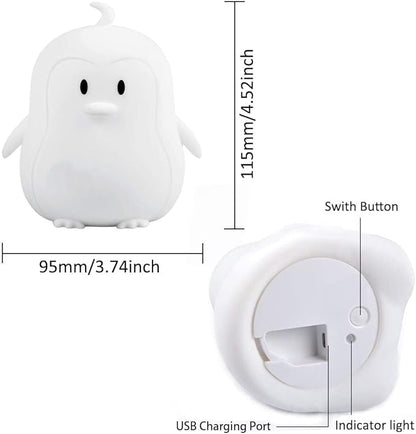 Night Light for Kids Silicone Penguin Night Light 9 Colors Baby Light Bedside Lamp Rechargeable Remote LED Children Night Light for Toddlers/Boys/Girls/Adults/Bedroom/Bathroom/Outdoor