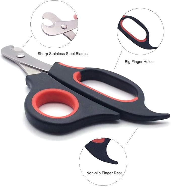 Professional Cat Nail Clippers Trimmer Scissors for Small Breeds, Puppies, Rabbits, and More, Safe Sharp Stainless Steel Blades, Non-Slip Big Handles, Easy at Home Grooming-Mewly Pet