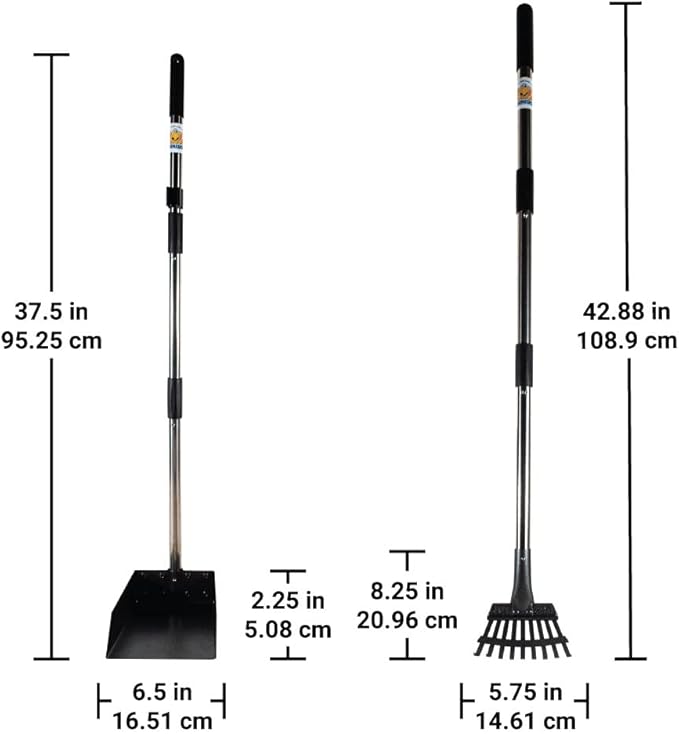 Bodhi Dog Pooper Scooper for Small to Large Dogs - Heavy Duty Metal Long Handle Tray & Rake Poop Scoop - Durable, Rust-Resistant, Great for Grass, Streets, Gravel & Outdoor Cleanups-Mewly Pet
