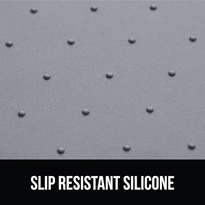 GORILLA GRIP 100% Waterproof Raised Edge BPA Free Silicone Pet Feeding Mat, Dog Cat Food Mats Contain Spills Protects Floors, Placemats for Cats and Dogs Water Bowl, Pets Accessories 18.5x11.5 Gray-Mewly Pet