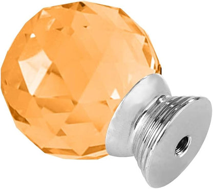 12 Pcs 30mm Round Shape Crystal Glass Cabinet Knobs with Screws Drawer Knob Pull Handle Used for Kitchen, Dresser, Door, Cupboard(Amber)