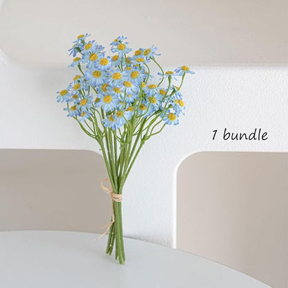 Small Blue Daisy Flowers Artificial,2 Bouquet/12Pcs 10 Inch Fake Daisies,Spring Wild Flower for Party Decor (Blue)