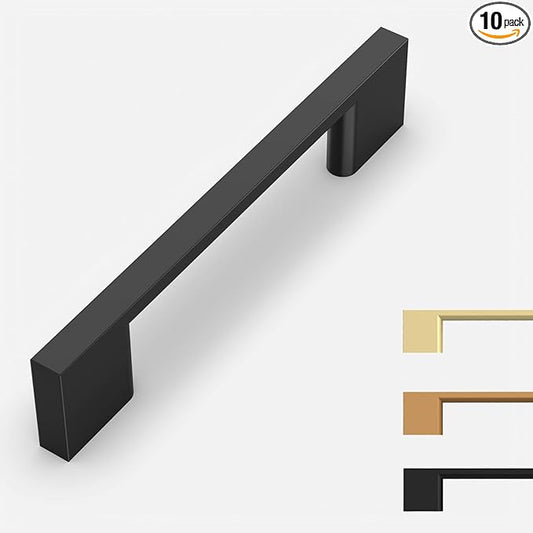 10 Pack Matte Black Cabinet Pulls 3.75 Inch Handles for Cabinets, Kitchen Hardware, Dresser Pulls