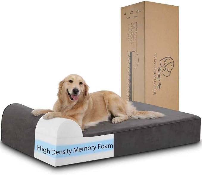 Orthopedic Dog Beds for Large Dogs, 7" Memory Foam Dog Beds with Waterproof Liner, Chew Proof Microsuede Cover, Removable and Washable, Nonskid Bottom, 60"x48" XXL Grey-Mewly Pet