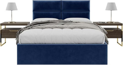Vänt Upholstered Wall Panels - Queen/Full Size Wall Mounted Velvet Headboards - Velvet Navy - Set of 4 Panels (Each Individual Panel 30"x11.5")