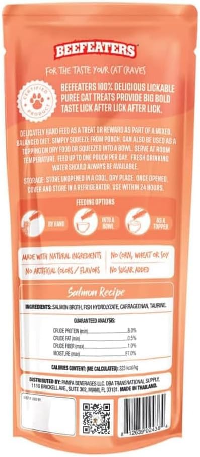 Beefeaters Cat Treats Lickable Puree 1.59oz (12-Pack) – Chicken, Grain-Free, Taurine-Enriched, Ideal for Training & Interactive Feeding-Mewly Pet