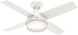 Hunter 44 inch Indoor Ceiling Fan with LED Light and Remote Control - White Modern Ceiling Fan, Standard Mount, 4 Blades, For Bedroom, Living Room, or Kitchen - Dempsey 59246, Fresh White