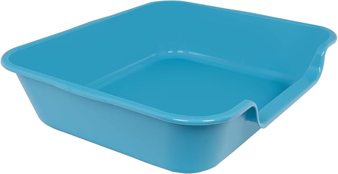 1 Pack of Extra Large Cat Litter Box (ABS Material), Low Entry Senior Litter Pen for Geriatric Kitty Big Cats, Jumbo Pet Safe Litter Boxes Tray for Pets Potty (Light Blue, 24" L x 20" W)-Mewly Pet