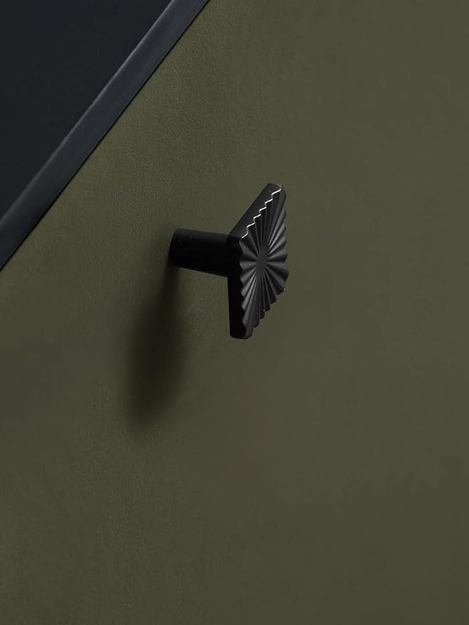 5 Pack Black Cabinet Knobs Square Drawer Pulls Bathroom Dresser Handles Hardware Zinc Alloy