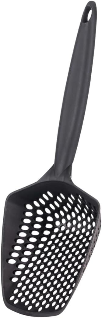 Set of 2 Cat Litter Scoop with Small Holes for Fine Litter, Hanging Handle Deep Reptile Terrarium Sand Sifter, Poop Scooper Rabbit Pooper Lifter Kitten Sifting Shovel (Black, Set of 2)-Mewly Pet