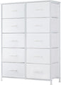 DUMOS Dresser for Bedroom, 10 Storage Drawers, Wide Fabric Closet Chests Organizer Tower Furniture with Wooden Top Metal Frame for Clothes, Guest Room, Living Room, Hallway, Entryway