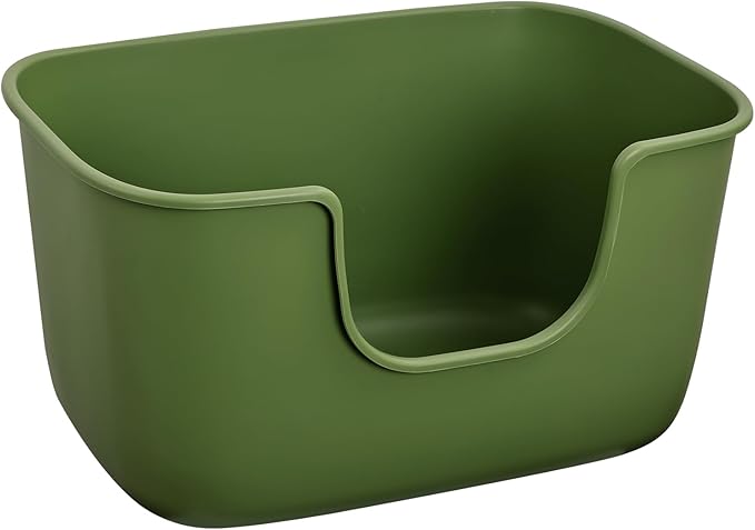 SpaceTime Extra Large Litter Box with High Sides,XL Low Entry Multi Cat Litter Pan for Kittens,Jumbo Litter Boxes for Big Cats,Anti-Splashing Cat Boxes for Indoor Cats,Easy to Clean (AvocadoGreen)-Mewly Pet