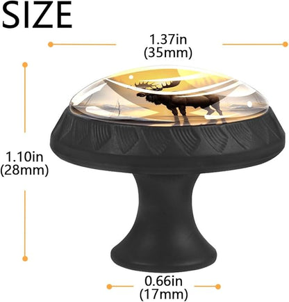 4 Pack Drawer Knobs Pulls Moose Sunset Crystal Glass Round Knobs Pulls Handles for Cabinets Dressers Kitchen Bathroom - Cupboards Wardrobes Hardware Furniture Knobs