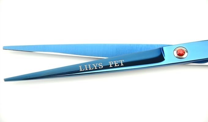 LILYS PET Professional PET Grooming scissors Kit,Coated Titanium,Sharp and Strong Stainless Steel Blade for Dogs Cats Hair Cutting,3 Pieces of Scissors with a Comb and a Case (7.0 inches, Blue)-Mewly Pet