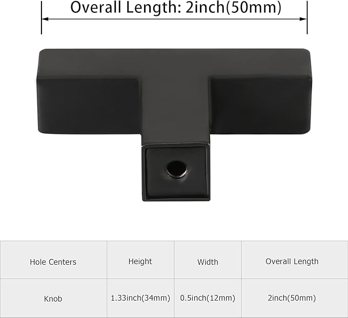 LONTAN 50 Pack Kitchen Cabinet Knobs Black Knobs for Dresser Drawers Sqaure Black Cabinet Hardware for Bathroom Cupboard,Stainless Steel