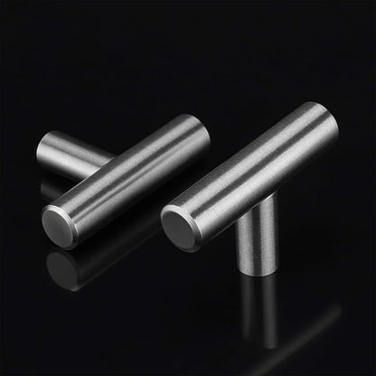 LONTAN Cabinet Knobs Brushed Nickel Bathroom Dresser Knobs - LS201BSS Euro Kitchen Cabinet T Bar Drawer Pulls Round Hardware for Drawer, Single Hole, Pack of 12