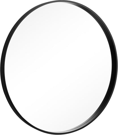 WallBeyond Round Wood Mirror, 32" Round Modern Decoration Large Circle Wall Mirror for Bathroom Living Room Bedroom Entryway, Black