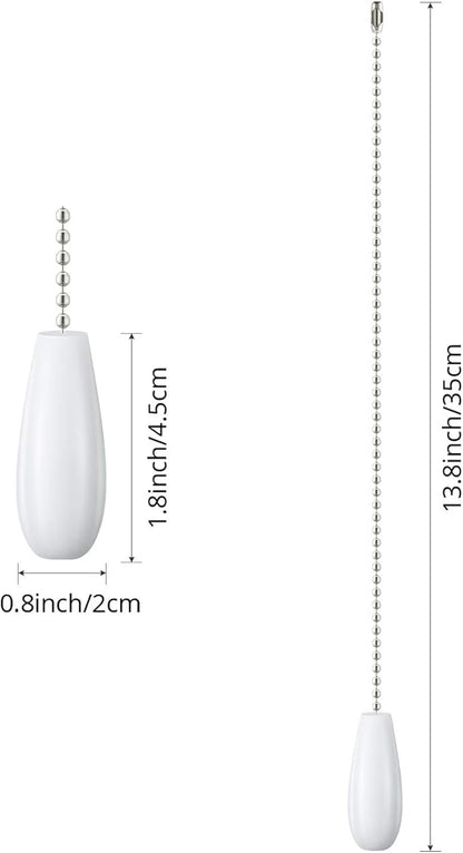8 Pieces Ceiling Fan Pull Chains Wooden Pendant Pull Chain Extension for Ceiling Light Lamp Fan Chain (White)