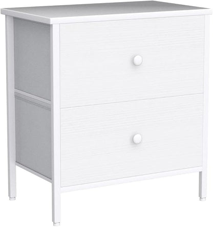 BOLUO White Nightstands Set of 2 - Nightstand and Dresser Sets Night Stand Dresser for Bedroom End Table with Fabric Drawers Organizer Modern