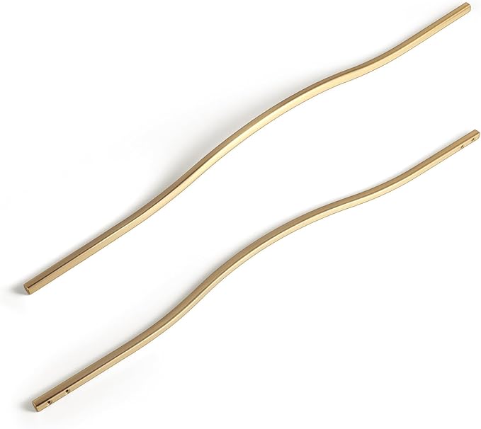 Goo-Ki Low Profile Champagne Bronze Cabinet Pulls, Double Hole Centers (17.6''/18.9'') Zinc Alloy Handle for Drawer Cupboard Wardrobe,6 Packed