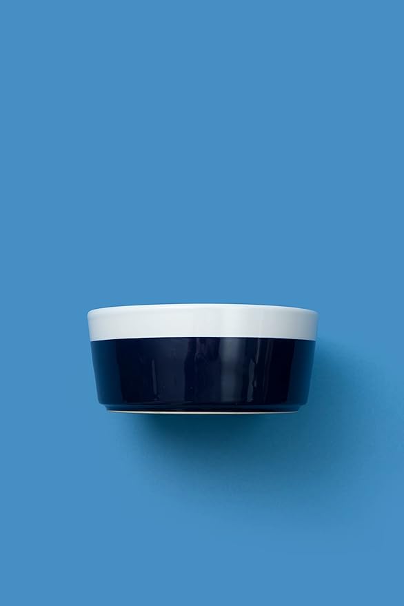 Waggo Dipper Ceramic Dog Bowl for Small and Large Breeds - Heavyweight and Durable Pet Food and Water Dish Crock, Dishwasher Safe, Modern (Midnight Blue, Medium)-Mewly Pet