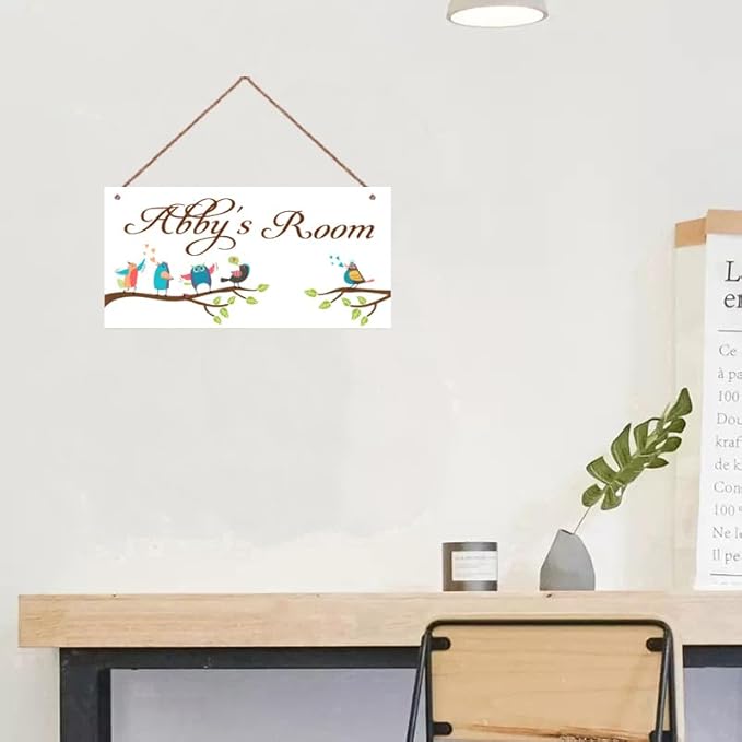 Personalized Vintage Birds Signs Tree Sign For Kids Room Custom Name Door Wall Decor Floral Nursery Art Plate For Boys Room Girls Bedroom Little Man Cave