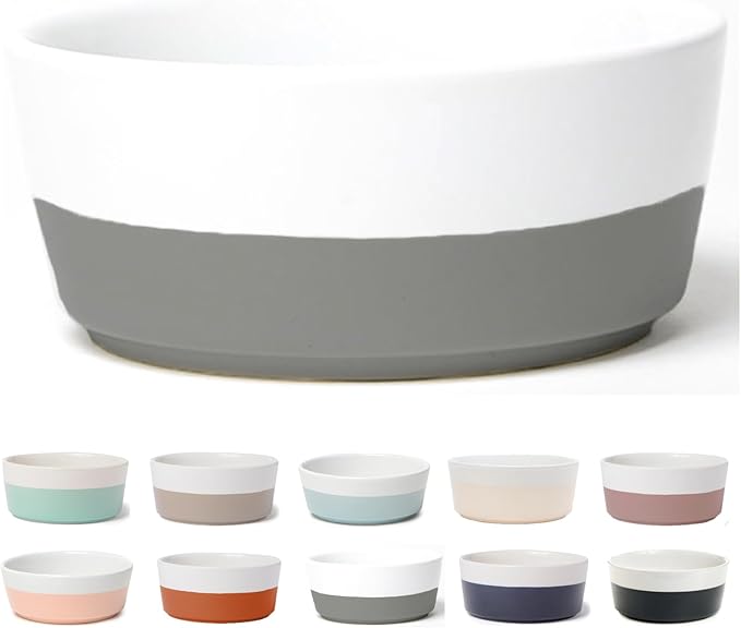 Waggo Dipper Ceramic Dog Bowl for Small and Large Breeds - Heavyweight and Durable Pet Food and Water Dish Crock, Dishwasher Safe, Modern (Dolphin, Large)-Mewly Pet