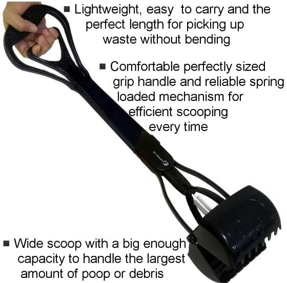 Mr. Peanut's 32" Tall Profile Pooper Scooper, Heavy Duty ABS Frame & Bin, Durable Double Spring Clamp, Lightweight Design, Simple One Step Assembly-Mewly Pet