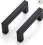 JOY DECOR 6 Pack Cabinet Handles, Black Cabinet Pulls, 3 Inch Kitchen Closet Handles Square Drawer Pulls Stainless Steel Drawer Hardware, 76mm Hole Centers