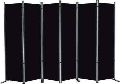 RANTILA 6 Panel Room Divider, 6 FT Folding Privacy Screen with Wide Feet, Freestanding Partition for Room Separation, Portable Room Divider Panel, 133" W x 71" H, Black